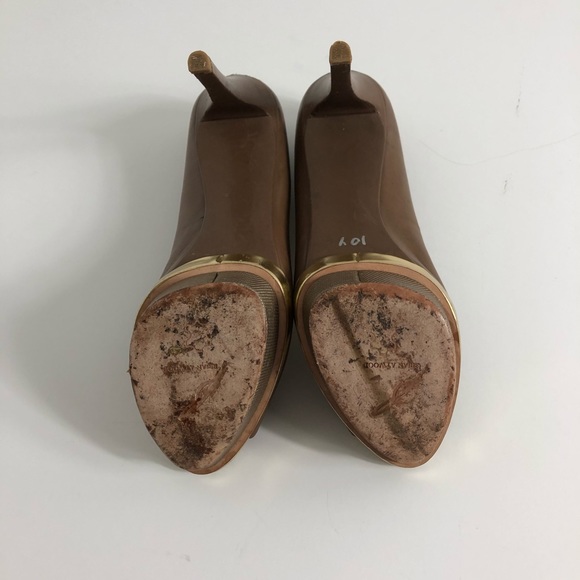 B Brian Atwood Franciska Peep Toe Pump Brown 8.5 - Picture 4 of 8